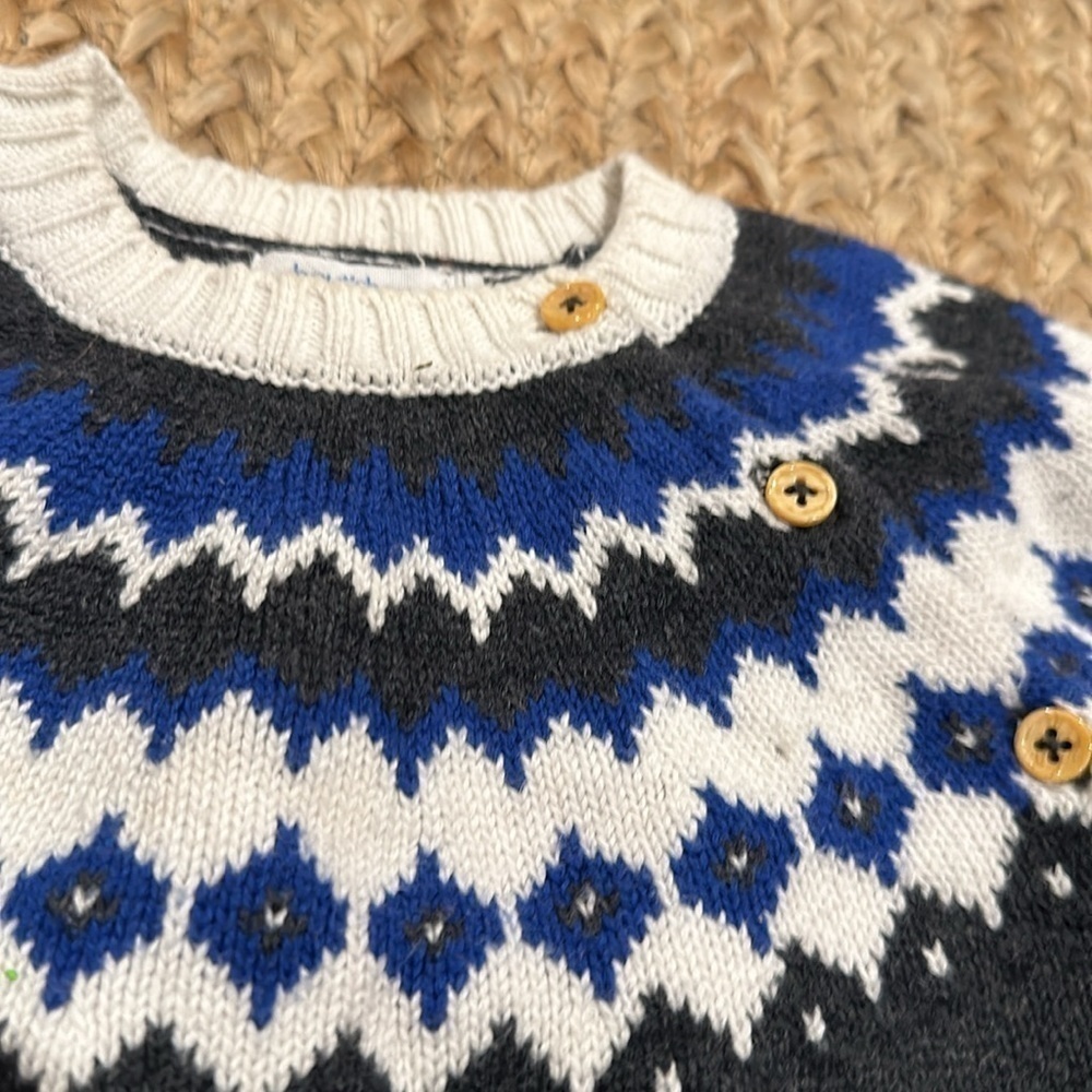 Bout’Chou 24m baby boy knit fair isle sweater gray - Picture 2 of 3